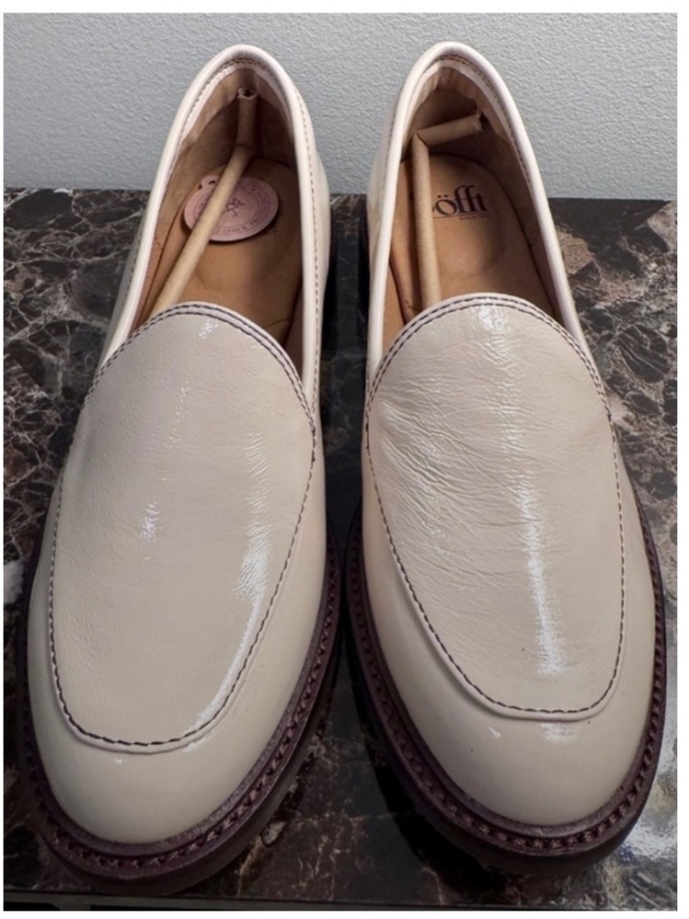 NWT SOFFT Napoli Aqua Söfft Waterproof Loafers Almond Ivory Patent Size 8